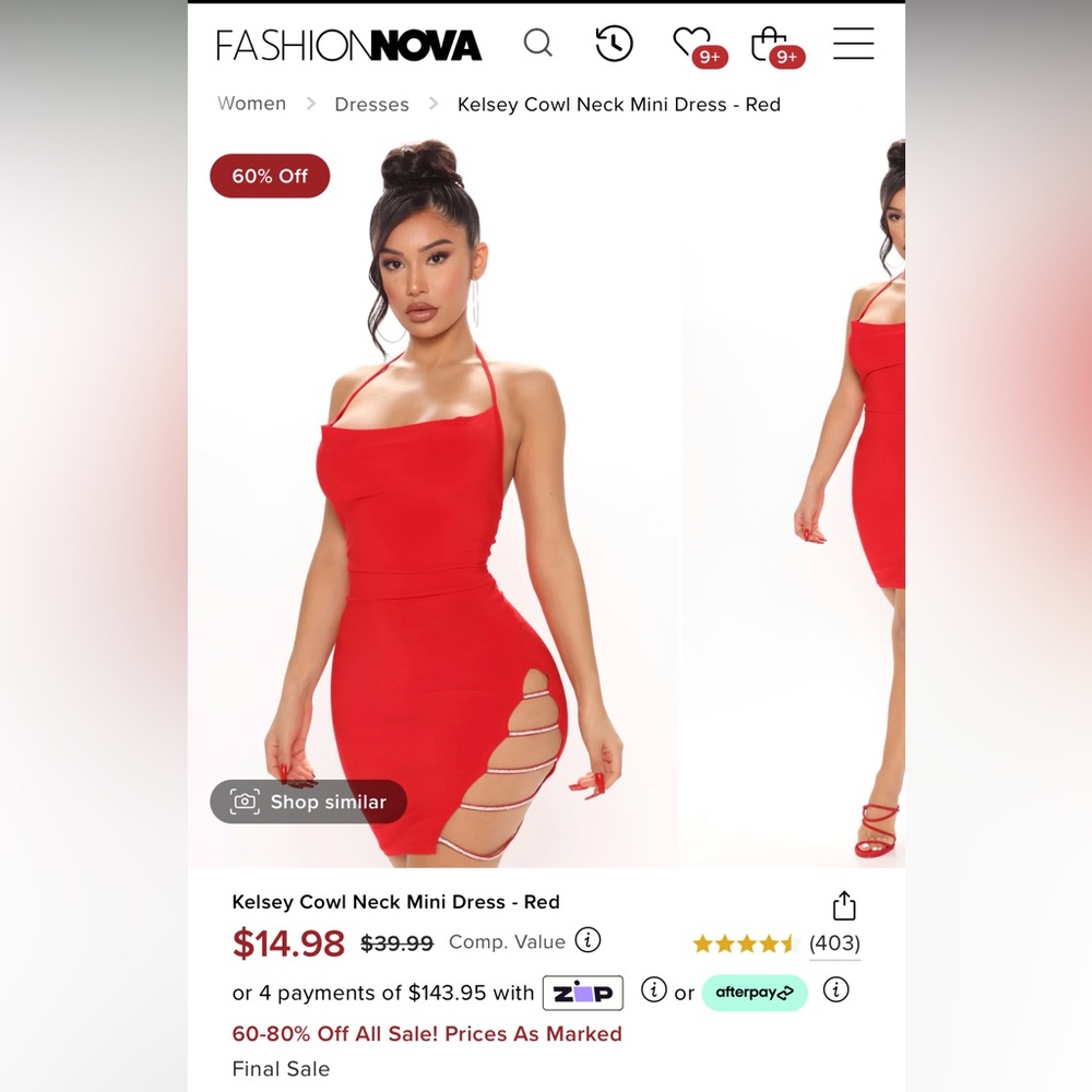 Kelsey Cowl Neck Mini Dress - Red